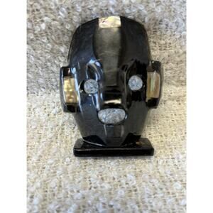 Mayan Death Mask Mother of Pearl Onyx Abalone Burial Sculpture Folk Art Figurine